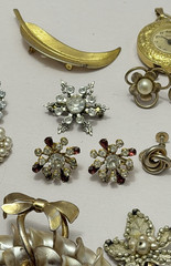 VTG Jewelry Lot MCM Fashion Mixed Brooch Necklace Earrings 1960’s 1970’s 1950’s