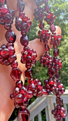 Vintage Garnet Beaded Necklace Burgundy Bohemian Cluster 27″ 77GR Estate