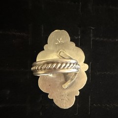 Native White Buffalo Ring 925 Sterling Silver Signed Oval shaped Size 10
