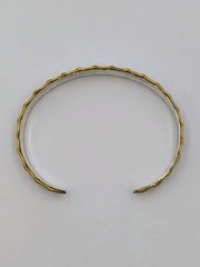 Vtg Sterling Silver & Brass Plated Scalloped Edge 2-Tone Cuff 925 Bracelet – 7″