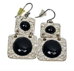 Vintage Mid-Century Style Geometric 2 Part Dangle Pierced Ear Earrings 1 3/8″L