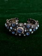 Vintage Hollycraft Bracelet Blue Rhinestones Faux Turquoise