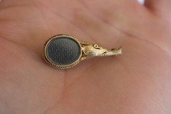 Antique 14k Yellow Gold Victorian Mourning Brooch, 3.17g (1.25″)