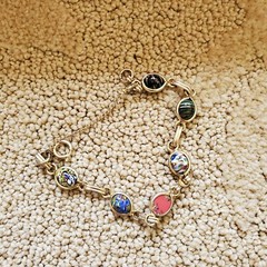 VTG Multicolor Glass Cabochon Bracelet 1950’s 1960’s 1970’s