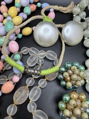 Vintage Jewelry Lot 11 Pc 6 Necklaces 3 Earrings 2 Bracelets Pastel Beaded