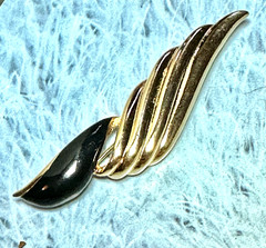 Vintage Gold and Black Enamel Wing Brooch/Pin
