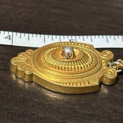 ANTIQUE c1860-1880 VICTORIAN 22K 15.6g ROLLED GOLD PHOTO PENDANT 12K GF CHAIN 22