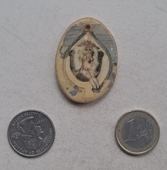Antique Carved Painted Mechanics’ Good Luck Charm Amulet Scrimshaw