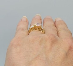 Vtg Sz 5 Ring Pink Clear Cubic Zirconia 18K GE Gold Electroplate Jewelry USA S#2
