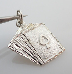 Vintage NF Sterling Silver Playing Deck of Cards Flush Full House Pendant Charm