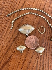 Vintage Lot 1940’s Gold Tone Metal Brass Football 1/2” & 7/8” Charm Fob Pendants
