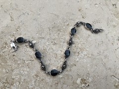 🫧✨Authentic VINTAGE 925 STERLING SILVER MARCASITE Black ONYX Station Bracelet🫧