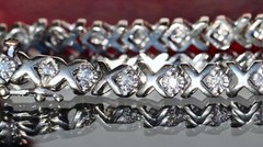 10k white gold tennis bracelet 1.00ct natural diamond 7.5″ vintage 8.65gr N2926