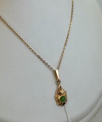 USSR Vintage Original Solid Rose Gold Natural Nephritis Pendant 583 14K 2.78 g.