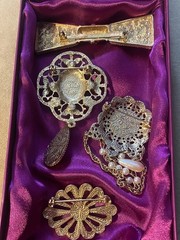 VTG 1928 Pin Lot *ALL FOR REPAIR* Missing Stones/pin-back Victorian Style Brooch