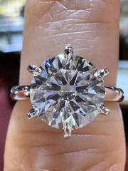 4.00Ct Round Cut Real Moissanite Solitaire Engagement Ring 14K White Gold Plated