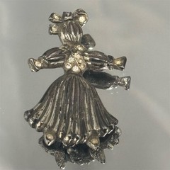 Tortolani Brooch Girl Doll Silver Tone Rhinestone Vintage Figural Pin Jewelry