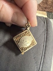 Antique 9.18g Victorian Etruscan Rare Slide Open Locket Pendant Etched Gold Fill