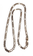 Vintage Classic Retro Style Chain Figaro Link Necklace Silver Tone Metal 22″ GUC
