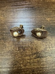 Vintage H.G. 12k Gold Filled Cultured Pearl Earrings Gold Frame Screw Back