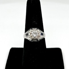 18k White Gold BELAIS Antique 0.83ct Diamond Vtg Art Deco Ring Sz 7.25 (I-56431)
