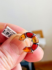 100% Genuine Baltic Natural Amber Ring Size 6 Honey Cherry Colors Shoe Style 老琥珀