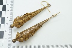 ANTIQUE ENGLISH GEORGIAN PINCHBECK LONG DROP EARRINGS STARS Etc.