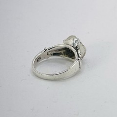 Vintage Sterling Silver Rose & Leaf Ring Finger 6.75 (5.50g)