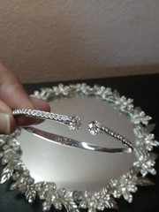 EXQUISITE Signed Givenchy 3″ Stretchable Chrome & Rhinestone Bracelet