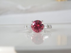 Vintage Sterling Silver 925 Simulated Pink Sapphire Unique Ring Size 7
