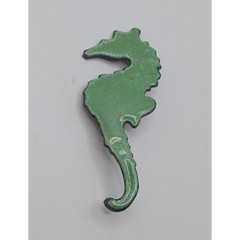 Seahorse Brooch Pin Green Enamel on Copper 2.25″