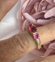 Vintage Jewellery Gold Band Ring Rubies and White Diamonds Antique Deco Jewelry