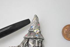 Signed JJ JONETTE Vtg Crystal Wizard Brooch crystal ball LARGE *missing 1 stone