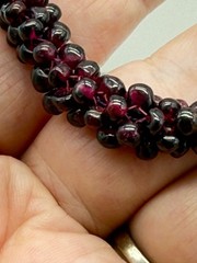 Vintage Almandine Garnet Torsade Rope Necklace No Clasp GREAT 25″ Length