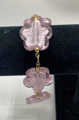 1/20 14K Gold Filled Pink Glass Flower Bead Link Bracelet 8.25″ 41.2g