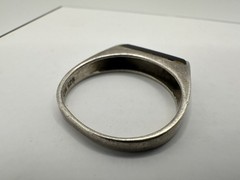 Vtg Sterling Silver Black Stone Ring Signed 925 MB? Minimalist Simple S7.5 Read