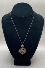 Vintage Retro 800 Silver Jerusalem Cross Pendant Necklace 18″ 925