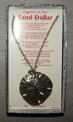 Vintage Sand Dollar Necklace – 24″ chain, 1 3/4″ Sand Dollar (‘Silver’ tone) New