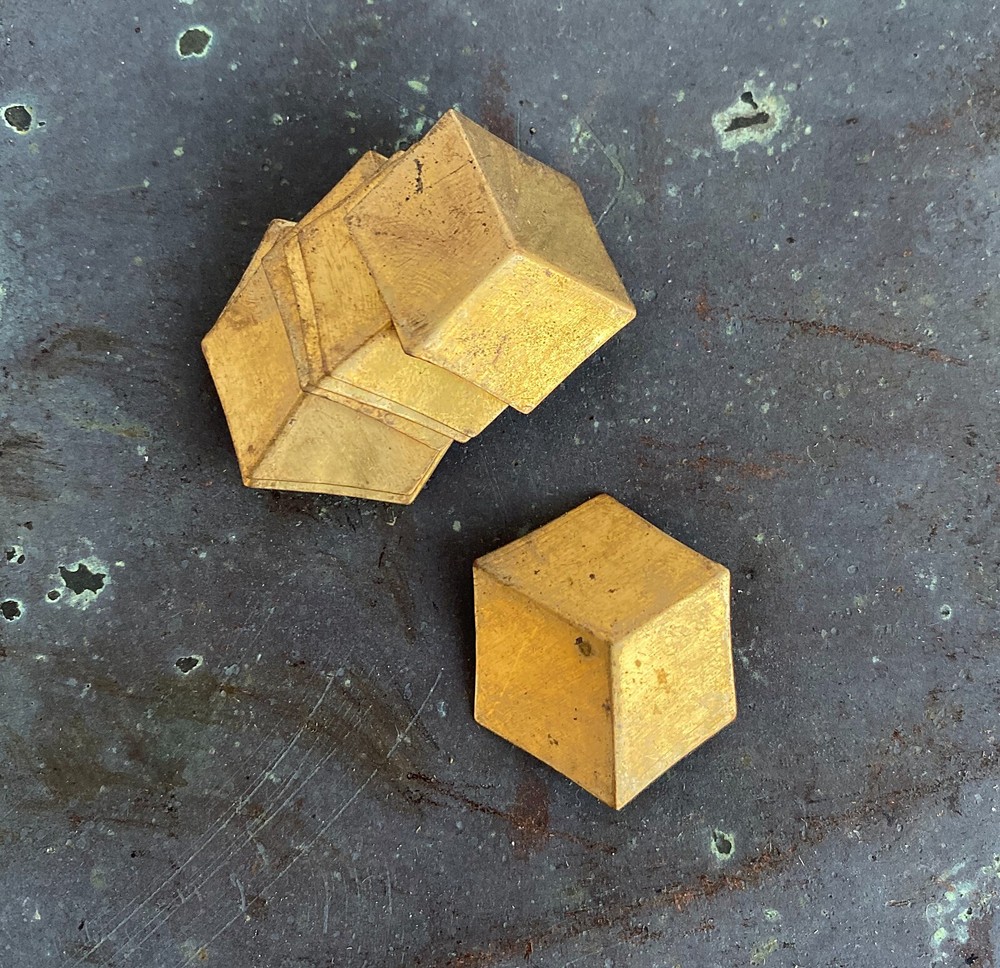 Vintage Brass Cube Shaped Jewelry 24 mm Stampings – set of 10 – F-12