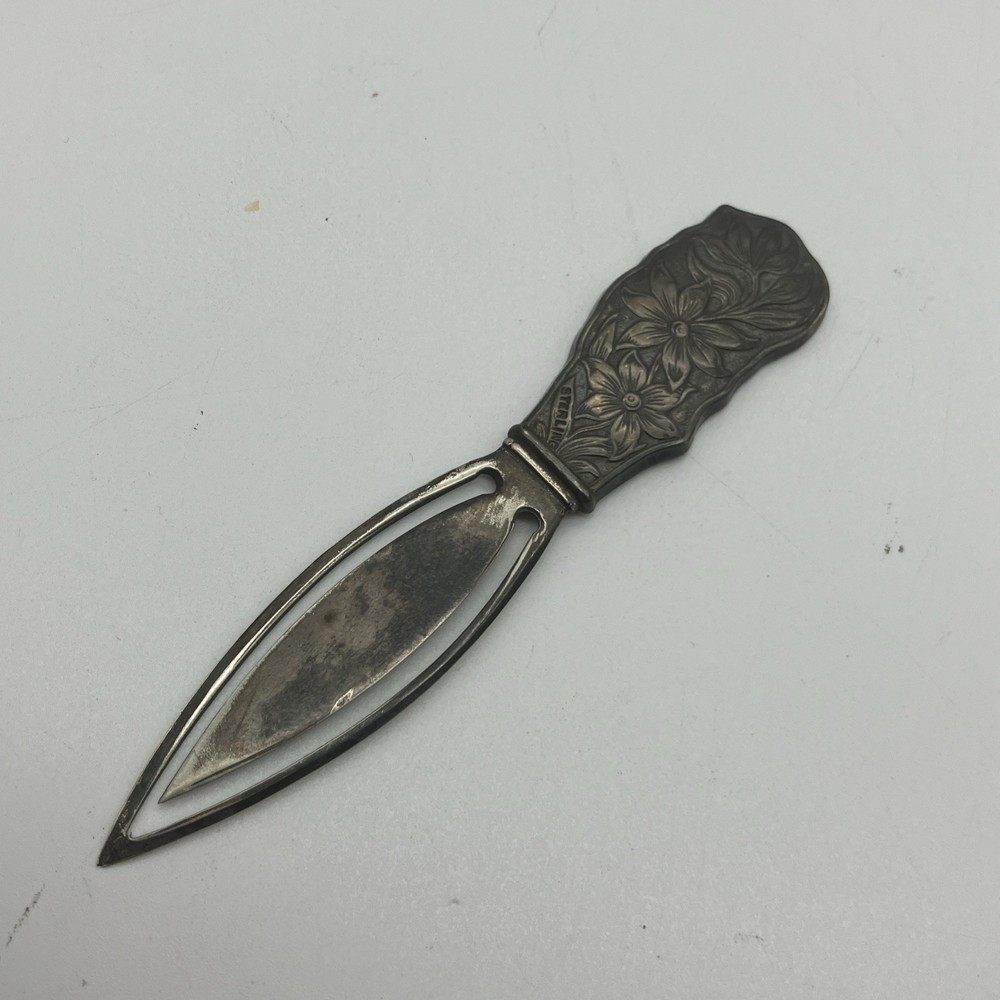 Sterling Silver 925 Bookmark Flower Floral Marker Page Book Mark Letter Opener