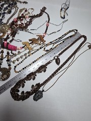 Vintage Unique Jewlery Lot Copper Wood Glass Metal Bead Necklaces