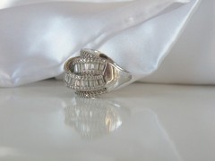 Sterling Silver 925 Multi Row Baguette CZ Highway Ross Simons Ring Size 6