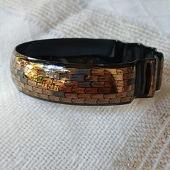 LAURANA BLACK SILVER GOLD ENAMEL BANGL BRACELET Vintage