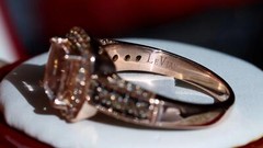 14k rose gold ring 1.45ct morganite natural diamond sz 7 halo 5.50g LeVian N3040