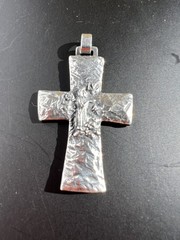 Retired vintage JAMES AVERY Sterling Silver Big 2” St Francis CROSS PENDANT