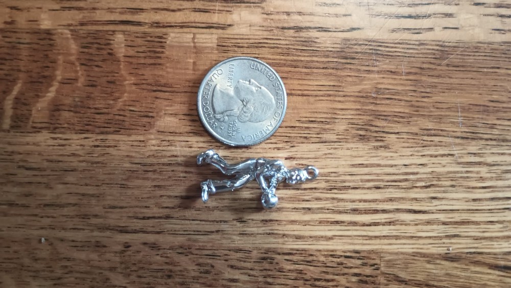 Vintage 925 Sterling Silver Bowler Charm – Moving Bowling Man Figure – 3D…
