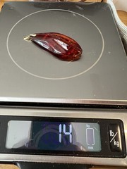 Vintage Large Amber Pendant 14g Freeform Shape Marked Bail Marked 333 8K Gold