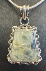 Vintage Semi Translucent Natural Prehnite Pendant 925 Sterling Silver