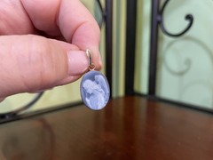 Vintage 14kt Blue Agate Angel Cameo Pendant….Take A Look!!