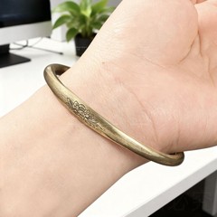 Vintage Brass Bangle Ring Set Open Adjustable Engraved Jewelry Set